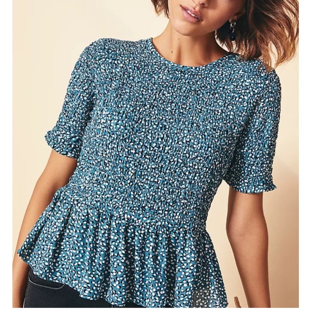 Ann Taylor Peplum Top Size XS Green and Black